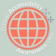 Global Accessibility Awareness Day logo - orange globe on grey background